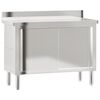 vidaXL Mesa de trabajo de cocina puertas correderas acero inoxidable