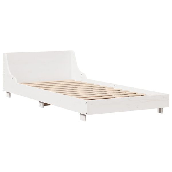 vidaXL Estructura de cama sin colch&oacute;n madera maciza blanca 90x190 cm