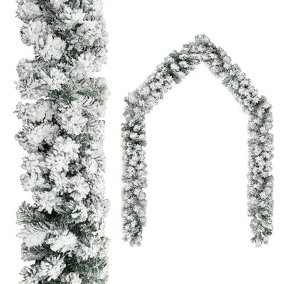vidaXL Guirnalda navideña con LED y nieve 5 m PVC verde