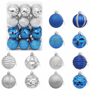 vidaXL Juego de bolas navide&ntilde;as 36 uds. Azul y plateado Di&aacute;m. 6 cm