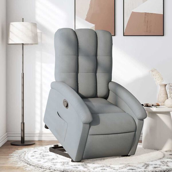 vidaXL Sill&oacute;n reclinable elevable de tela gris claro