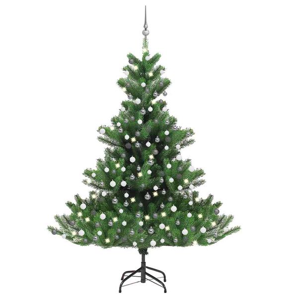 vidaXL &Aacute;rbol de Navidad abeto Nordmann con LEDs y bolas verde 210 cm
