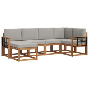 vidaXL Conjunto de sof&aacute;s de exterior 6 pcs Gris Natural y Claro