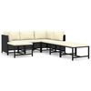 vidaXL Set de muebles de jard&iacute;n 7 pzas y cojines rat&aacute;n sint&eacute;tico negro