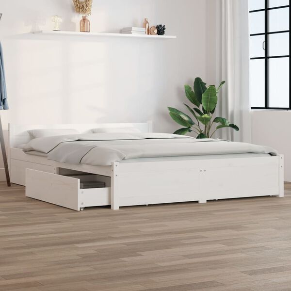 vidaXL Estructura de cama con cajones blanco 150x200 cm