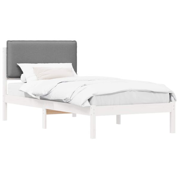 vidaXL Estructura de Cama con Cabecera Tapizada Gris Claro 90 x 190 cm