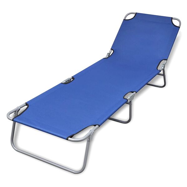 vidaXL Tumbona plegable de acero con recubrimiento polvo azul
