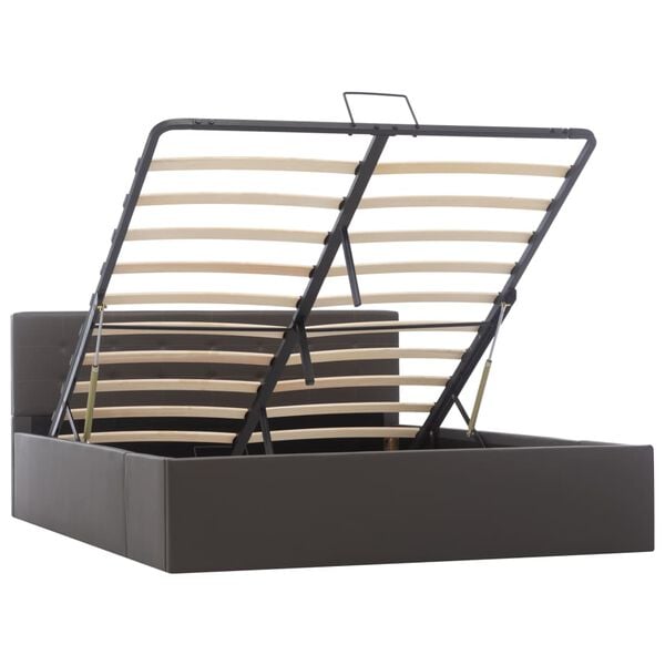 vidaXL Cama canap&eacute; hidr&aacute;ulica cuero sint&eacute;tico gris 140x200 cm