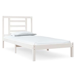vidaXL Estructura de cama sin colch&oacute;n madera maciza blanca 90x190 cm