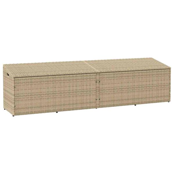 vidaXL Caja de almacenaje jard&iacute;n rat&aacute;n beige 220x50x58 cm
