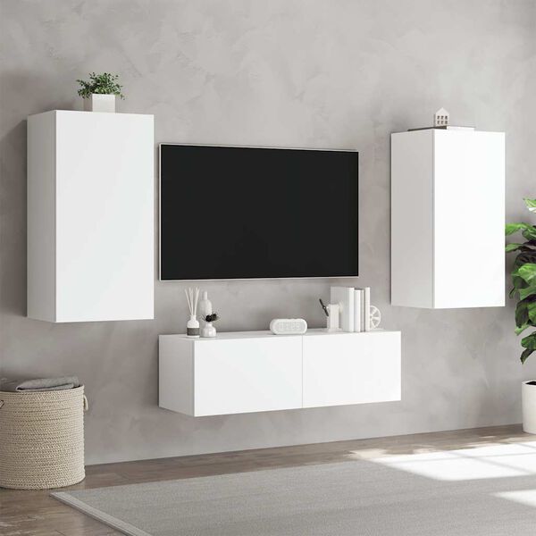 vidaXL Mueble de TV de pared con luces LED blanco 40,5x35x80 cm