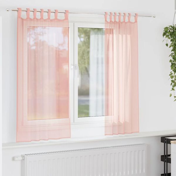 vidaXL Cortinas de gasa con trabillas 2 uds rosa 140x140 cm