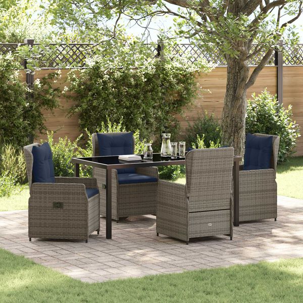vidaXL Conjunto de Comedor de Jard&iacute;n 5 pcs Gris Polirat&aacute;n