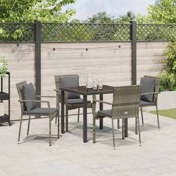vidaXL Conjunto de Comedor de Jardín 5 pcs Gris ratán sintético