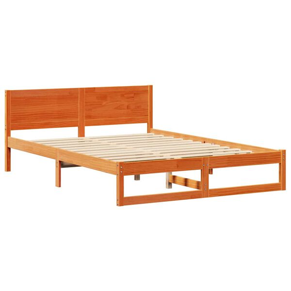 vidaXL Estructura de cama con cabecera Marr&oacute;n cera 150 x 200 cm