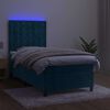 vidaXL Cama box spring colch&oacute;n y LED terciopelo azul oscuro 100x200 cm