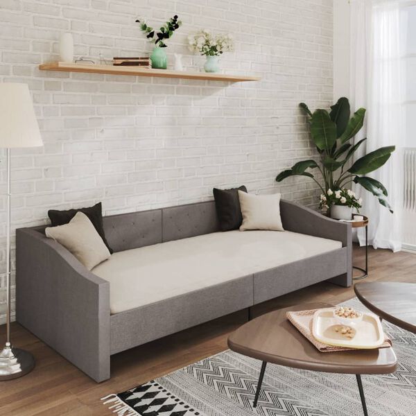 vidaXL Sof&aacute; cama con colch&oacute;n USB de tela gris claro 90x200 cm