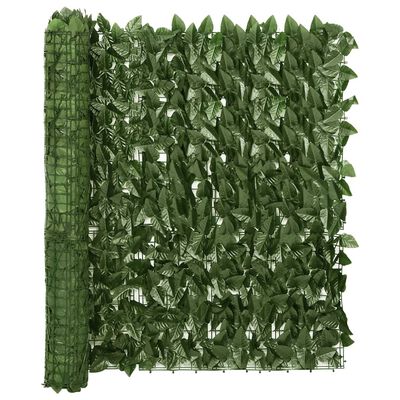 vidaXL Toldo para balcón con hojas verde oscuro 600x100 cm