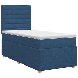 vidaXL Cama box spring con colch&oacute;n con cabecera Azul 80 x 200 cm Tela