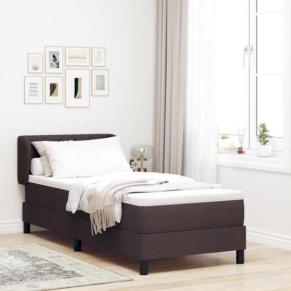vidaXL Cama tipo Box Spring con colch&oacute;n Marr&oacute;n Oscuro 80 x 200 cm tela