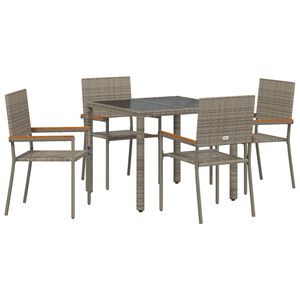vidaXL Conjunto de Comedor de Jard&iacute;n 5 pcs Gris rat&aacute;n sint&eacute;tico