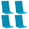 vidaXL Coj&iacute;n silla de jard&iacute;n respaldo alto 4 uds tela azul 120x50x3 cm
