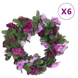vidaXL Guirnaldas de flores de Navidad 6 uds morado claro 250 cm