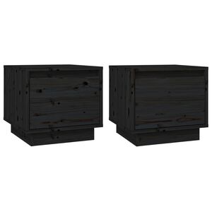 vidaXL Mesitas de noche 2 uds madera maciza de pino negro 35x34x32 cm