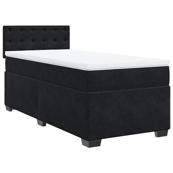 vidaXL Cama box spring individual con colch&oacute;n tela negro