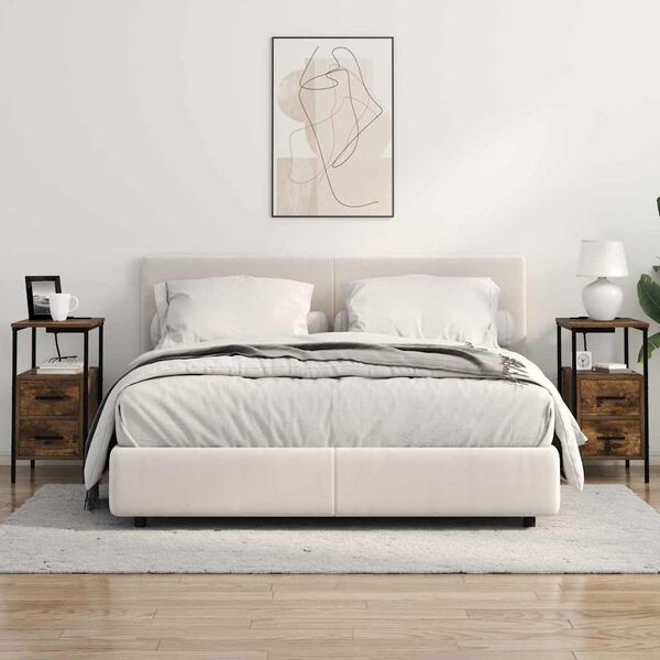 vidaXL Armario de Noche con caj&oacute;n Roble ahumado 30 x 48 x 61 cm