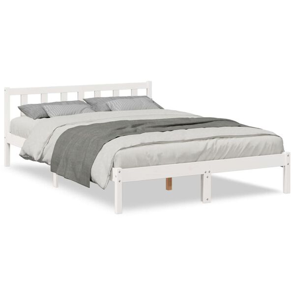 vidaXL Cama extralarga sin colchón madera maciza pino blanca 140x220cm