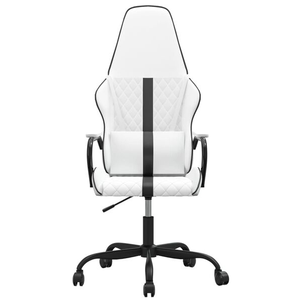 vidaXL Silla gaming cuero sint&eacute;tico blanco y negro