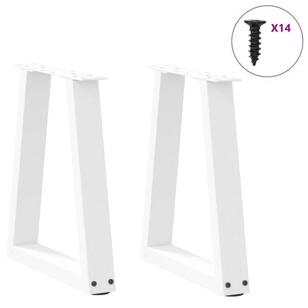 vidaXL Patas para mesa de centro en forma de V (2 unidades), color blanco, 38 x (42-43,3) cm, acero