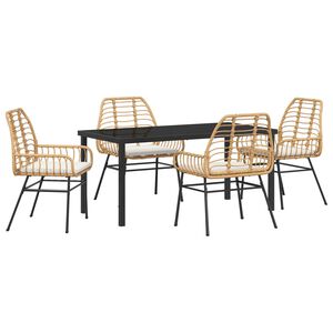 vidaXL Conjunto de Comedor de Jard&iacute;n 5 pcs Marr&oacute;n rat&aacute;n sint&eacute;tico