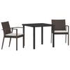 vidaXL Conjunto de Comedor de Jard&iacute;n 3 uds. Marr&oacute;n y Negro