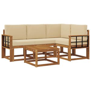 vidaXL Conjunto de sof&aacute;s de exterior con coj&iacute;n 5 pcs Natural y Beige