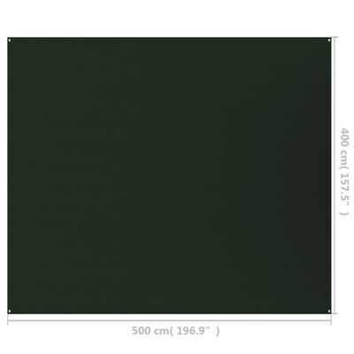 vidaXL Alfombra para tienda de campaña HDPE verde oscuro 400x500 cm