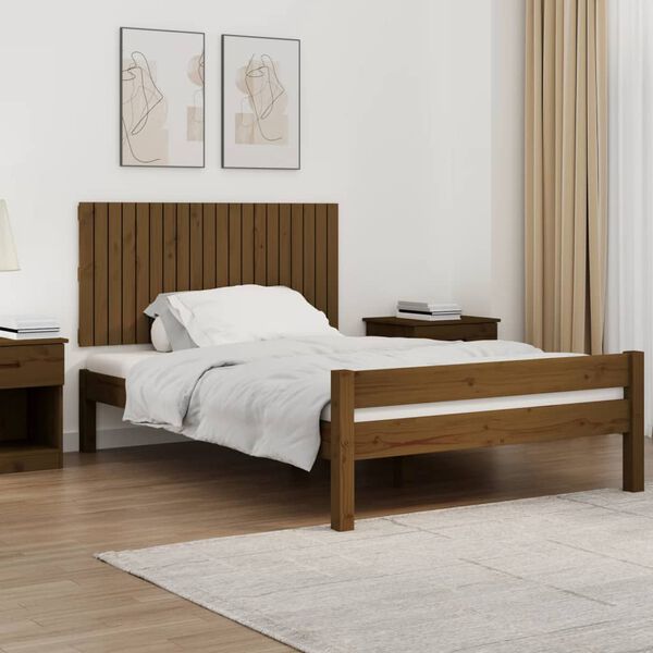 vidaXL Cabecero cama pared madera maciza pino marr&oacute;n miel 127,5x3x60cm