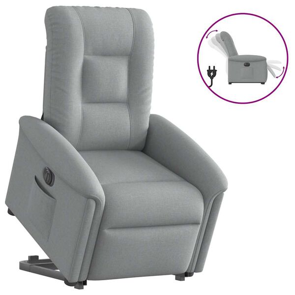 vidaXL Sill&oacute;n el&eacute;ctrico reclinable elevable de tela gris claro