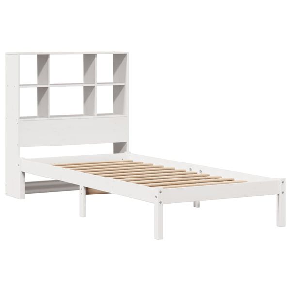 vidaXL Cama con estanter&iacute;a sin colch&oacute;n madera maciza de pino 90x190 cm