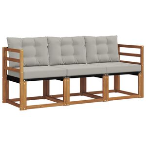 vidaXL Conjunto de sof&aacute;s de exterior 3 uds. Gris Natural y Claro