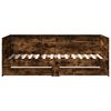 vidaXL Sof&aacute; cama con cajones sin colch&oacute;n roble ahumado 90x200 cm