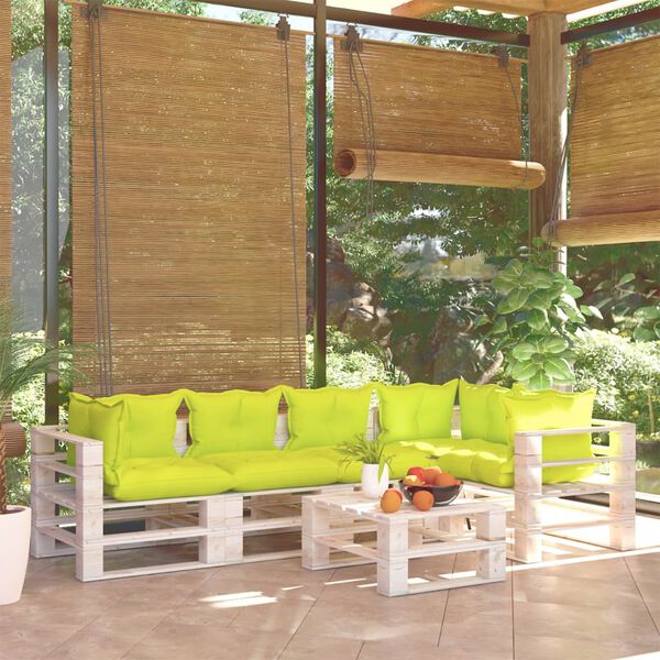 vidaXL Muebles de jard&iacute;n de palets 6 pzas y cojines madera de pino