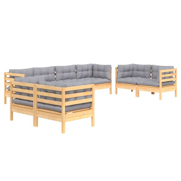 vidaXL Juego de muebles de jard&iacute;n 8 pzas y cojines madera maciza pino