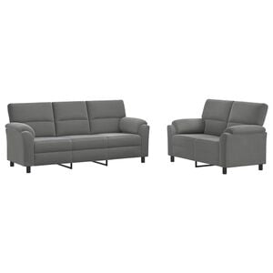vidaXL Juego de Sof&aacute; 2 pcs Gris oscuro Terciopelo