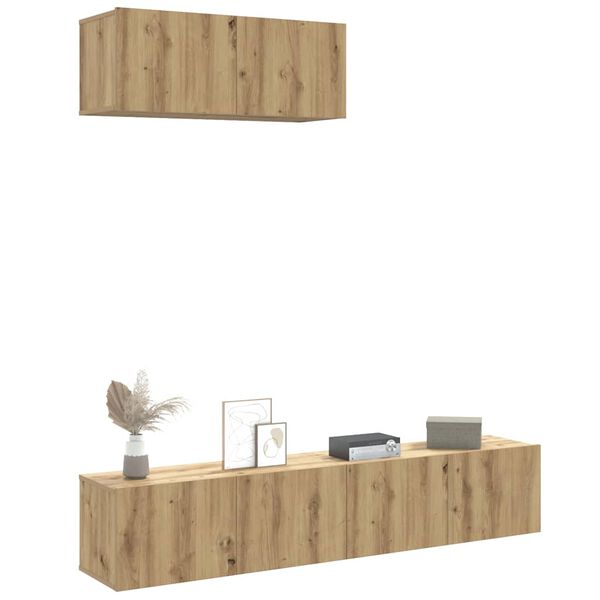 vidaXL Mueble para TV de pared madera contrachapada artesanal 3 piezas