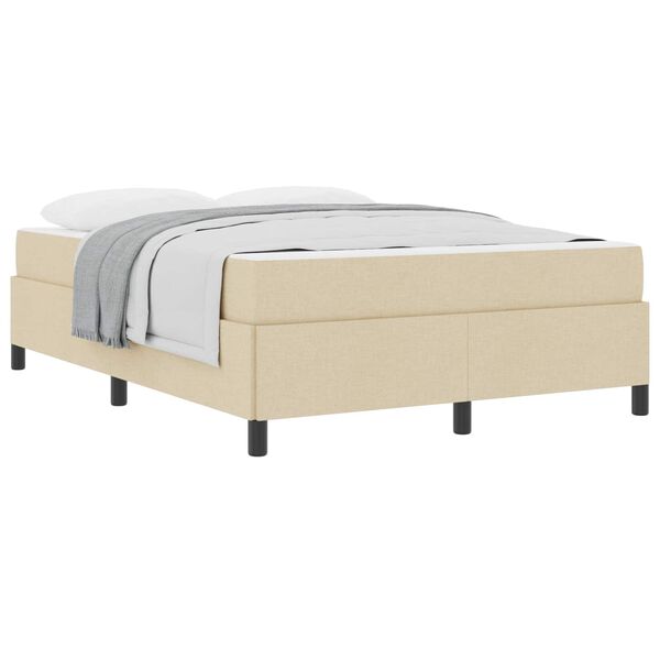 vidaXL Cama tipo Box Spring con colch&oacute;n Crema 140 x 190 cm tela