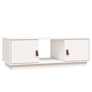 vidaXL Mesa de centro de madera maciza de pino blanco 100x50x35 cm