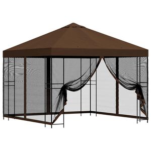 vidaXL Gazebo de jard&iacute;n con paredes laterales 3 x 3 m Marr&oacute;n