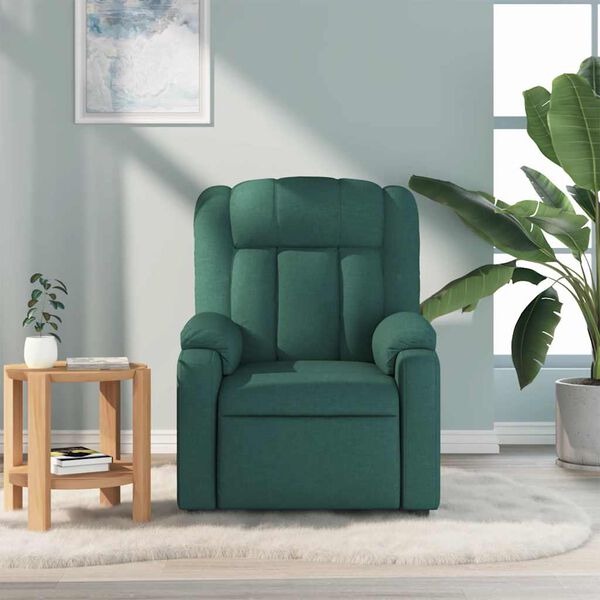 vidaXL Sill&oacute;n de masaje reclinable de tela verde oscuro